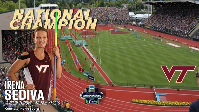 Track Field Javelin Champ Sediva Virginia Tech Leads ACC Women